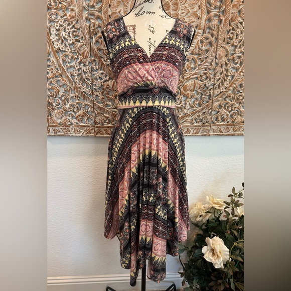 Soma Scarf Hem Tank Dress, Buttery Soft, Midi Dress, Pink & Black Paisley - Picture 2 of 14